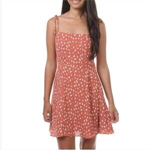 Lola Grace Spotted Polka Dot Mini Skater Smocked Strappy Dress Cinnamon Brown